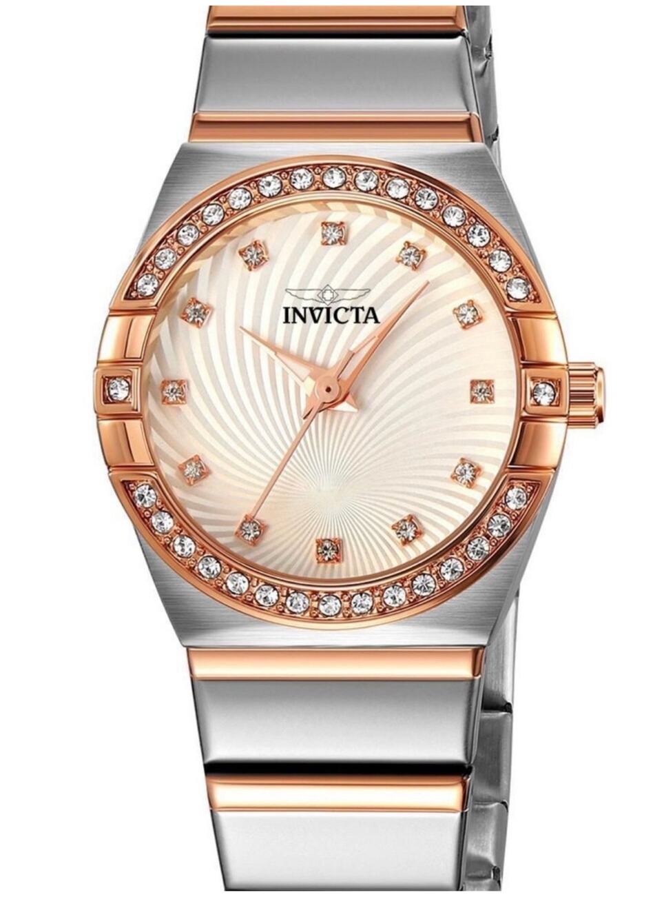 Invicta Angel Lady 27.8mm Rose Gold/Silver Tone Case White Metal Dial (70265)